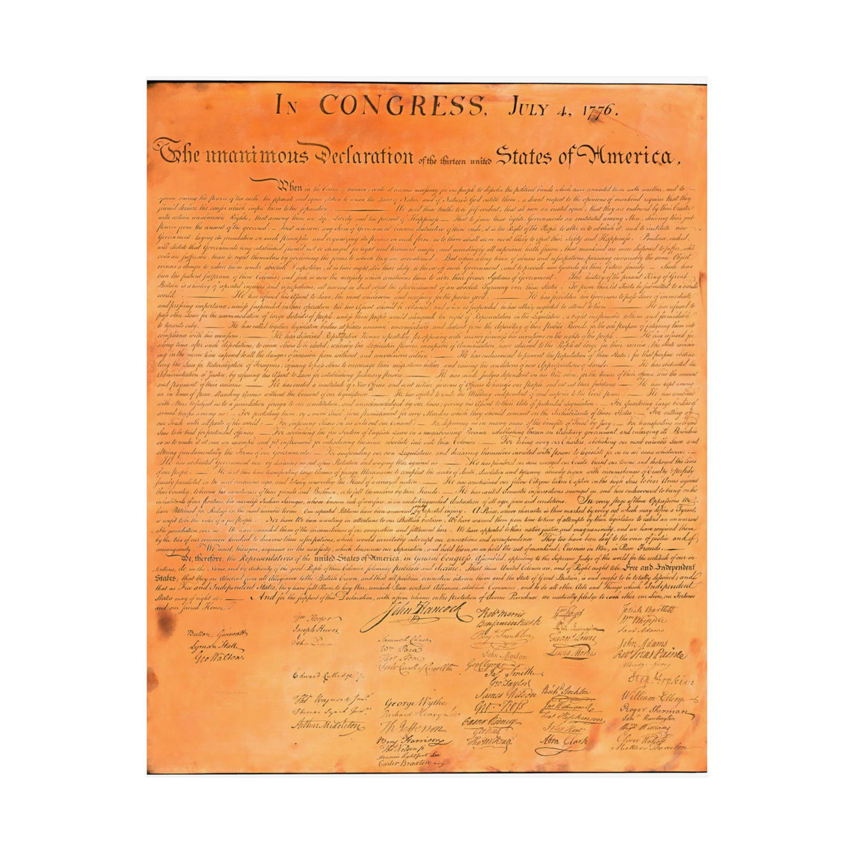 Declaration of Independence 1823 Engraving Print